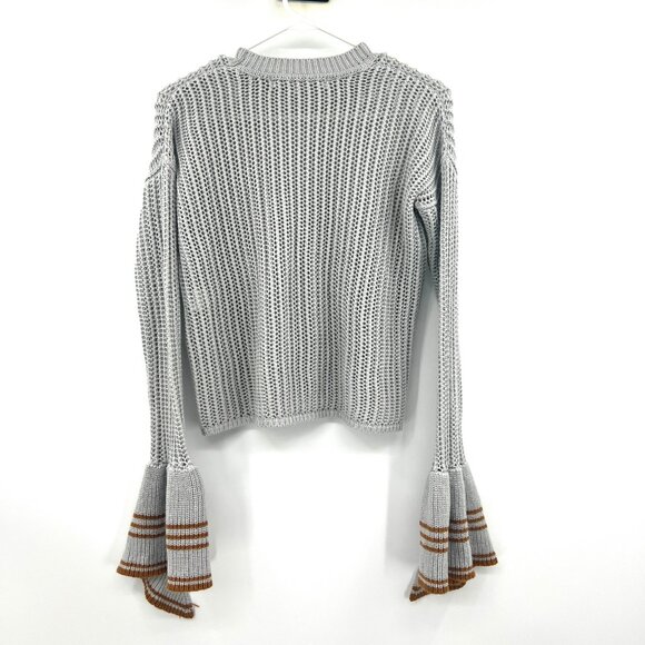 Lovers + Friends Addison Open Knit Gray Bell Sleeve Sweater Women's XS - Picture 5 of 5